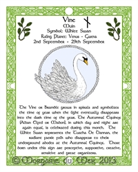 Swan-Vine-Celtic-Lunar-Zodiac-Sign-Print-Druid-Tree-Lore Astrology Art- Sept Birthdays Pagan Altar Decor