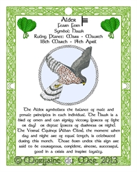Male-Hawk-Alder Celtic-Lunar-Zodiac-Sign-Print-Druid-Tree-Lore Astrology Art-March-April- Birthdays Pagan Altar Decor