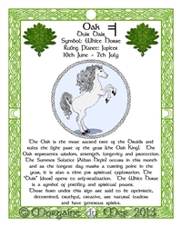 White-Horse-Oak Celtic-Lunar-Zodiac-Sign-Print-Druid-Tree-Lore Astrology Art-June-July-Birthdays Pagan Altar Décor