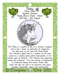 Unicorn-Holly Celtic-Lunar-Zodiac-Sign-Print-Druid-Tree-Lore Astrology Art-July-Aug Birthdays Pagan Altar Décor