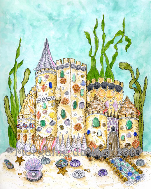 Mermaid Mer Folk Sand Castle Print Under the Sea Art
