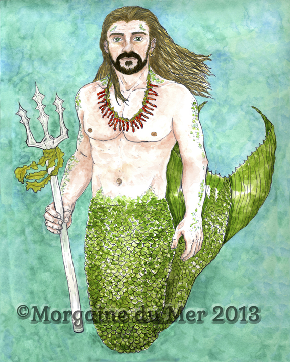 Neptune Poseidon Sea God Print Merman Mythology Art 
