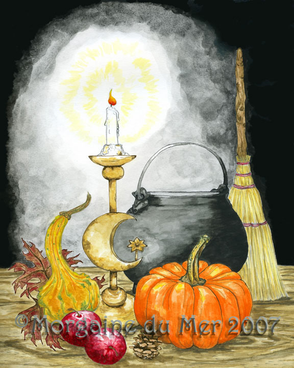 Samhain Halloween Autumn Harvest Print Celtic Pagan Wiccan Altar Art