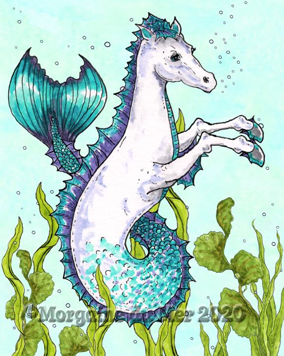 Purple Seahorse Fantasy Art Print