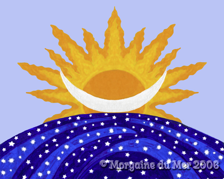 Spring Equinox Sun Moon and Stars Print Celestial Altar Art