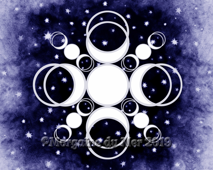 Triple Moon Mandala Violet Night Sky Art Print Meditation Altar Decor