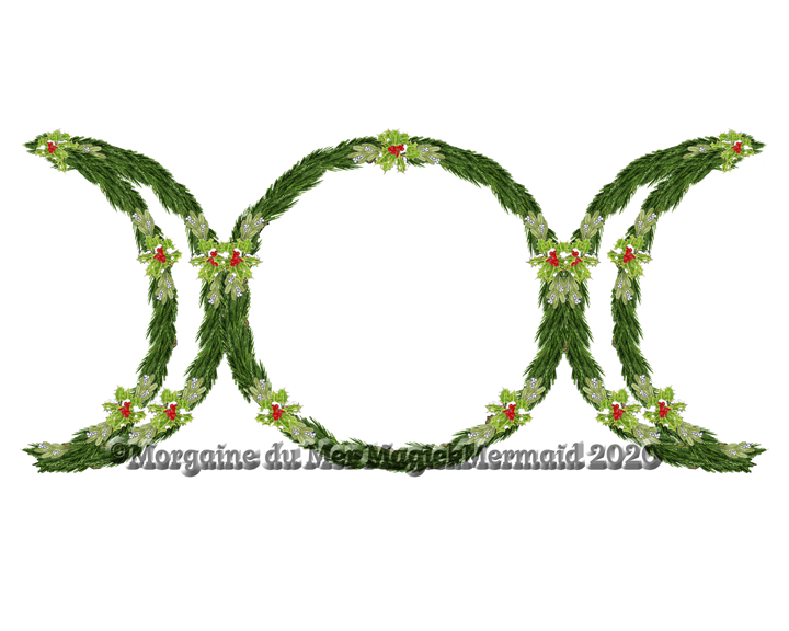 Triple Moon Winter Solstice Greens Print Pagan Wiccan Altar Art