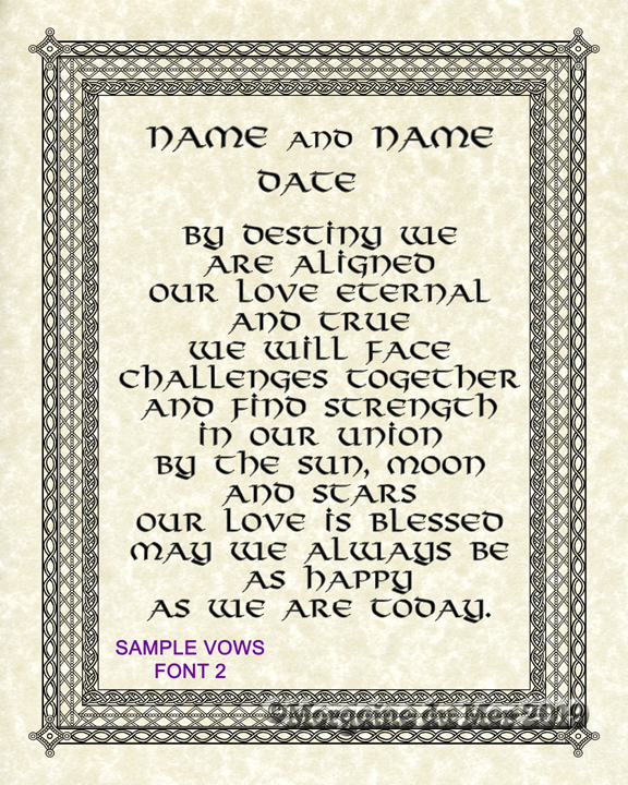 Viking Norse Medieval Custom Wedding Handfasting Anniversary Vows Print Ink on Parchment Pagan Art