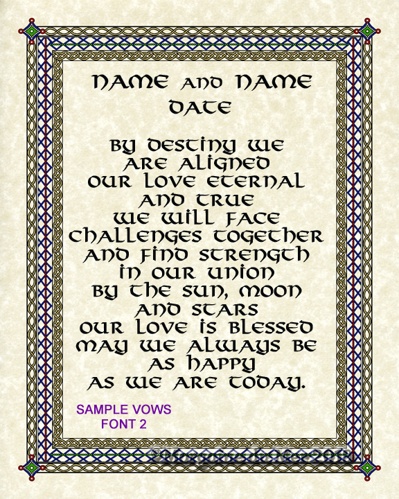 Viking Norse Medieval Custom Wedding Handfasting Anniversary Vows Print Colour on Parchment Pagan Art