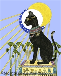 Bast Bastet Egyptian Cat Goddess ACEO ATC Print Altar Decor Miniature Art Card