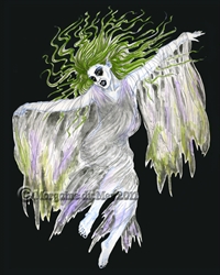 Green-Haired Banshee Beansidhe Celtic Dark Fairy Print Pagan Mythology Art