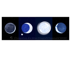 Blue Moon Phases Print Lunar Art Pagan Wiccan Altar Decor 10x8 Ink and Watercolours