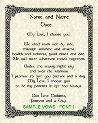 Celtic Knotwork Custom Wedding Handfasting Vows Print on Parchment