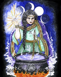 Cerridwen Celtic Crone Goddess Print Pagan Mythology Altar Art  Cauldron of Knowledge