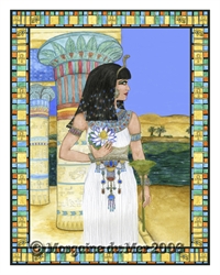 Egyptian Mother Goddess Isis Art Print with Border Altar Décor