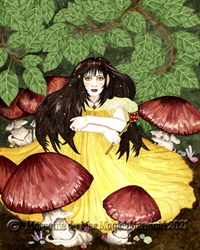 Elf Princess Print Mushroom and Crystal Garden Fantasy Art