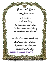 Entwined Leaves and Hearts Custom Wedding Vows Print Handfasting Annivesary Art