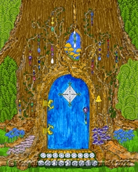 Blue Fairy Door Art Print magickmermaid.com