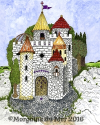 Fairytale Castle with Colourful Turrets Print Fantasy Art 