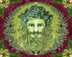 Holly King Greenman ACEO ATC Print Winter Solstice Altar Decor Art Card with Border