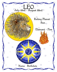 Leo Zodiac Personalized Art Print July 23-August 22 Sun Sign Astrology Birthday Gift Triple Moon