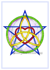 Pentagram Triquetra Heart Moon Print Pagan Wiccan Altar Art 5x7