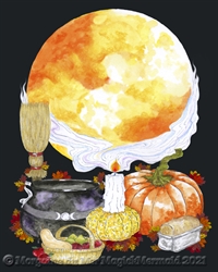 Halloween Samhain Harvest Moon Art Print Pagan Wiccan Celtic Altar Decor