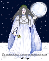 Winter Goddess Night Sky Full Moon Snowflakes Print