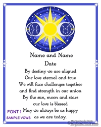 Sun Moon Stars Zodiac Signs Custom Handfasting Wedding Vows Art Print Astrology 