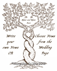 Two Trees Entwined Sepia with Poem Custom Vows Wedding Print Handfasting Anniversary Art