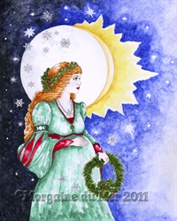 Winter Solstice Goddess ACEO ATC Print Altar Decor Art Card Miniature
