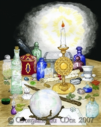 Wizard's Workshop Print Pagan Wiccan Magickal Altar Art